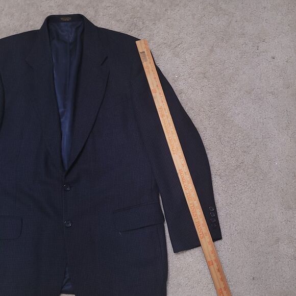 Oscar de la Renta Blazer Men 44L Blue Plaid Wool Sportscoat Jacket - Picture 6 of 16